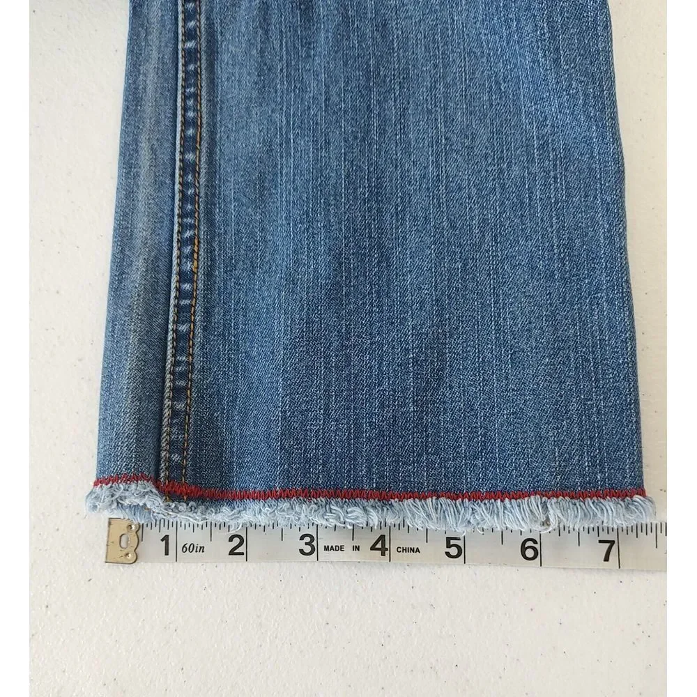 Tommy Girl Jeans 85 Patch Blue Denim Gray Jersey Waistband Bootcut Y2K Size 3‎